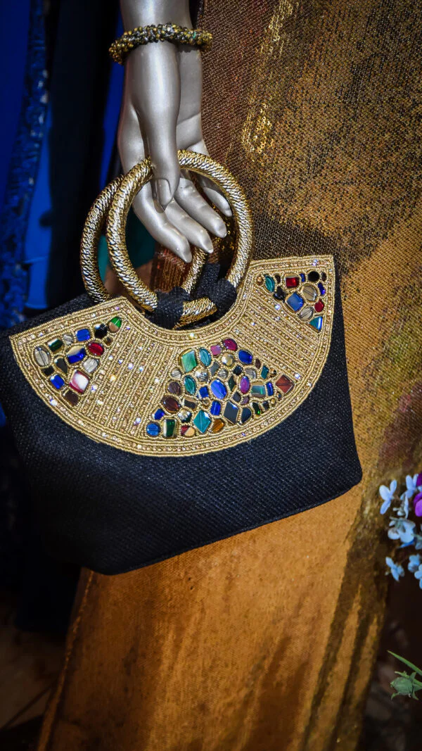 Zwarte Edelstenen Avondtas