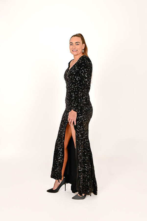 Zwarte Fluwelen Pailletten Galajurk