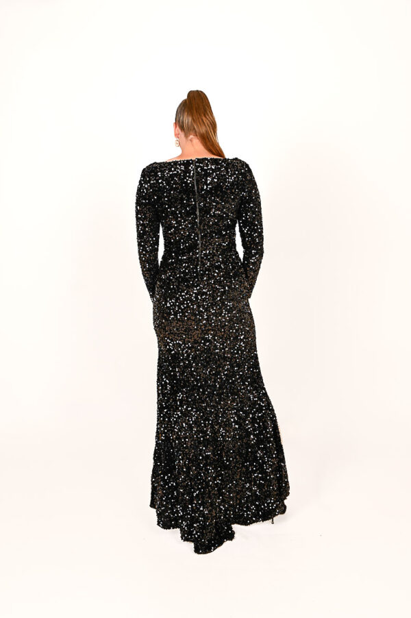 Zwarte Fluwelen Pailletten Galajurk