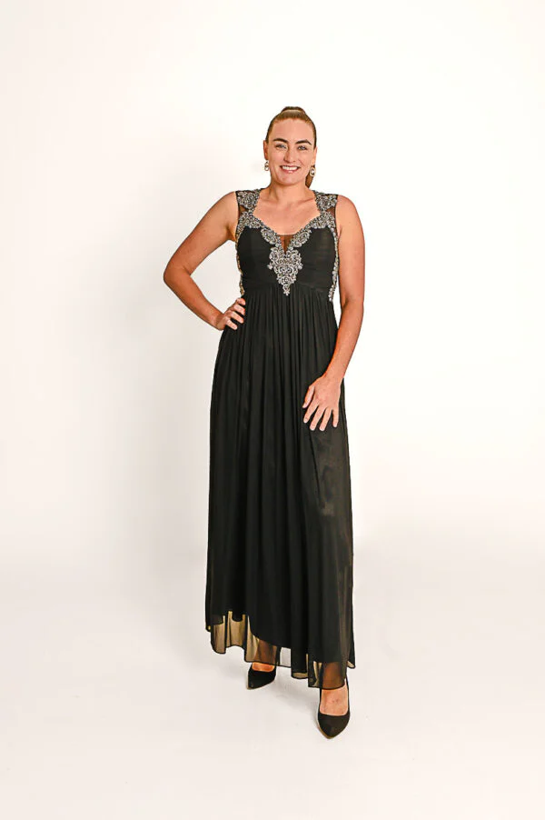 Zwarte Avondjurk met Strasstenen
