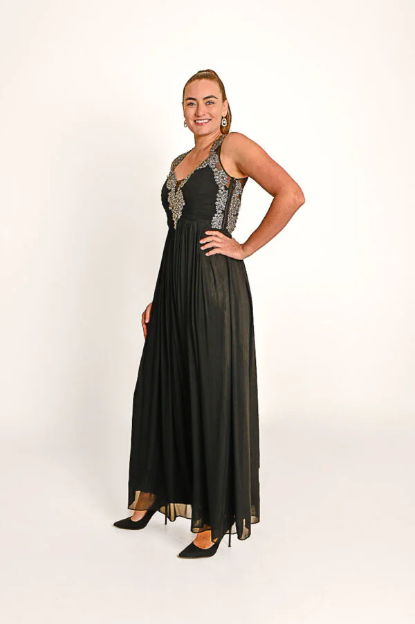 Zwarte Avondjurk met Strasstenen