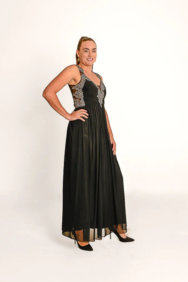 Zwarte Avondjurk met Strasstenen