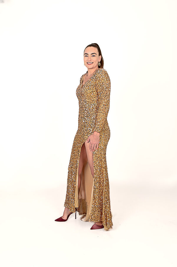 Beige Fluwelen Pailletten Galajurk