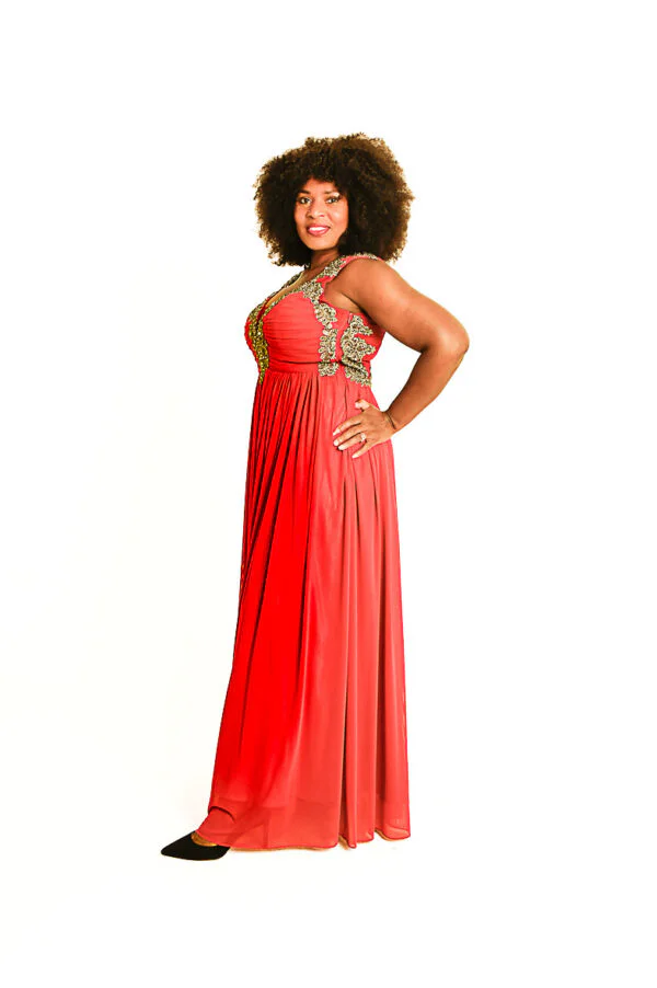 Rode Avondjurk met Strasstenen