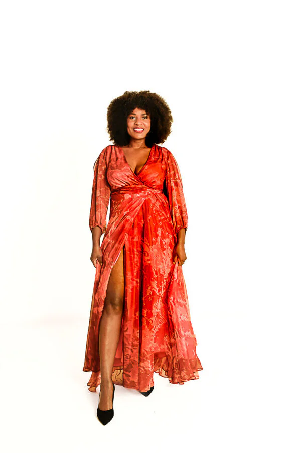 Rood/Oranje Zwierige Avondjurk