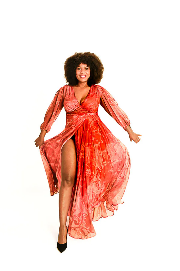 Rood/Oranje Zwierige Avondjurk