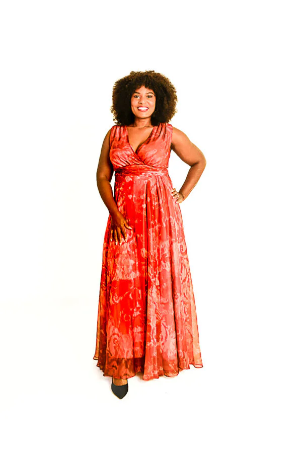 Rood/Oranje Zwierige Avondjurk