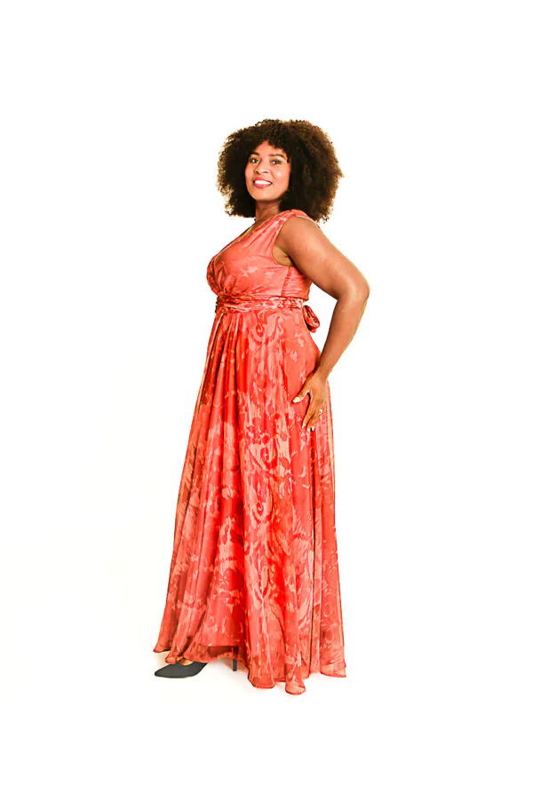 Rood/Oranje Zwierige Avondjurk