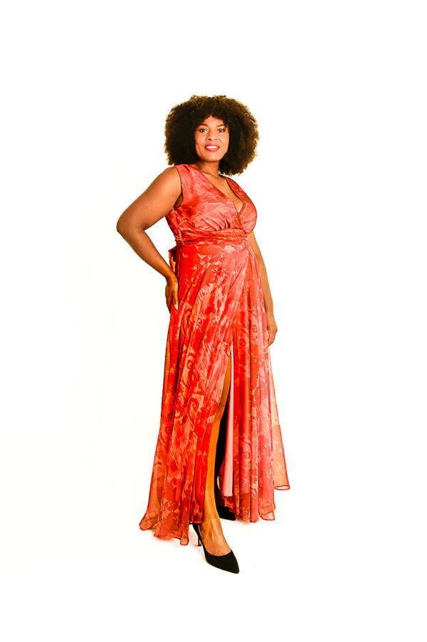 Rood/Oranje Zwierige Avondjurk