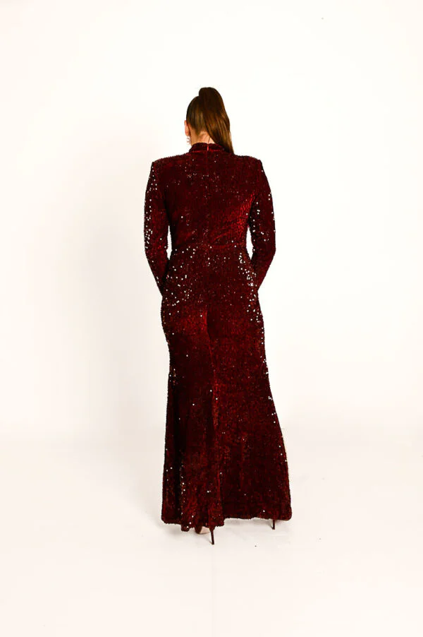 Bordeaux Fluweel met Pailletten Galajurk