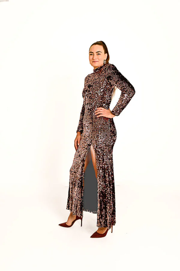 Paarse Fluwelen Pailletten Galajurk