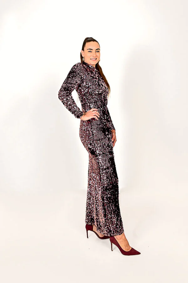 Paarse Fluwelen Pailletten Galajurk